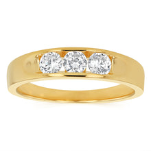Load image into Gallery viewer, Sterling Silver Gold Plated White Cubic Zirconia Channel Ring