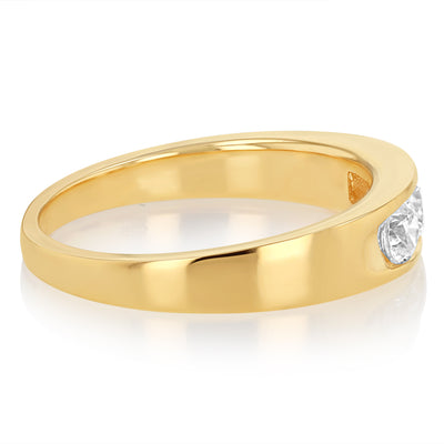 Sterling Silver Gold Plated White Cubic Zirconia Channel Ring