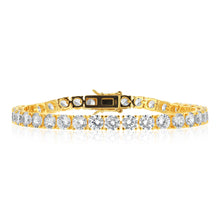 Load image into Gallery viewer, Sterling Silver Gold Plated 5mm Cubic Zirconia Tennis 19cm Bracelet