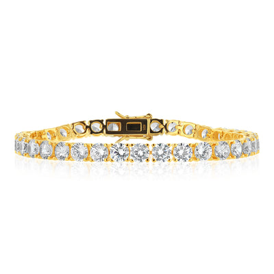 Sterling Silver Gold Plated 5mm Cubic Zirconia Tennis 19cm Bracelet