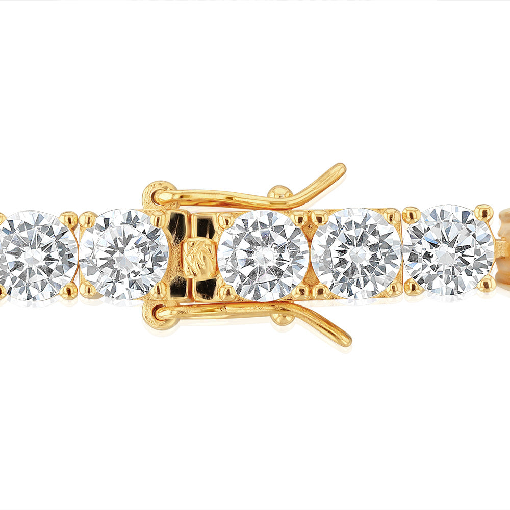 Sterling Silver Gold Plated 5mm Cubic Zirconia Tennis 19cm Bracelet