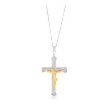 Load image into Gallery viewer, Sterling Silver Cross with 9ct Gold Jesus Crucifix Pendant