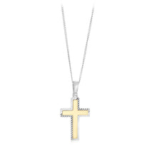 Load image into Gallery viewer, Sterling Silver Cross With Textured 9ct Gold Edges