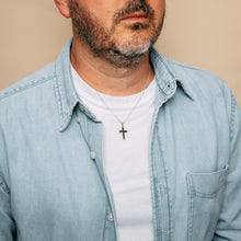 Load image into Gallery viewer, Sterling Silver Cross With Textured 9ct Gold Edges