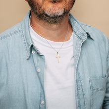 Load image into Gallery viewer, Sterling Silver Fancy Cross With 9ct Gold Edge Pendant