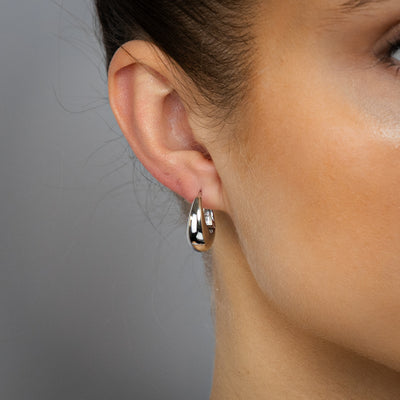 Sterling Silver Teardrop Huggie Earrings