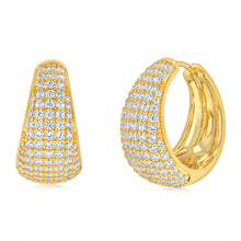 Load image into Gallery viewer, Gold Plated Sterling Silver Pave Huggie Earrings