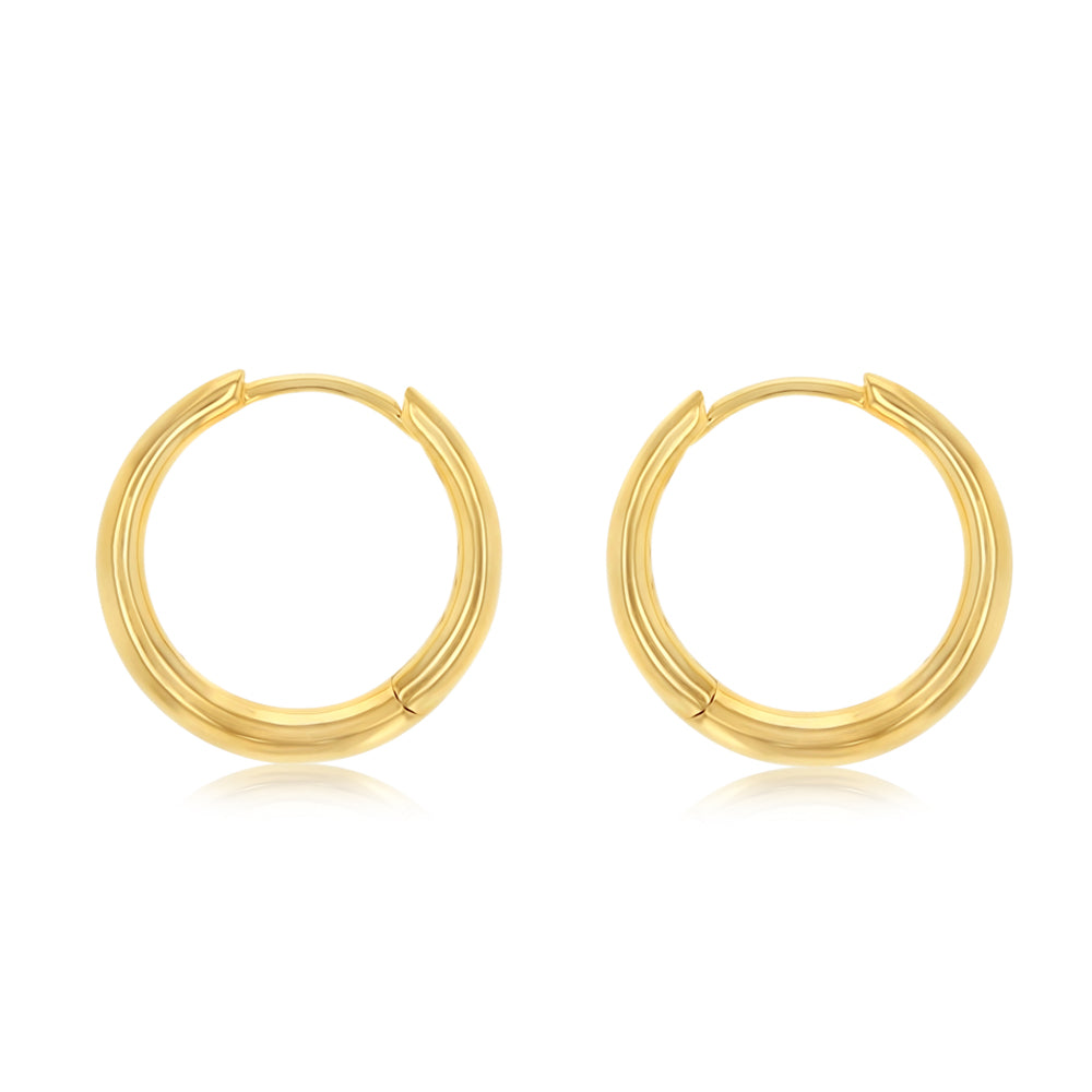 Gold Plated Sterling Silver Plain Huggie Earrings
