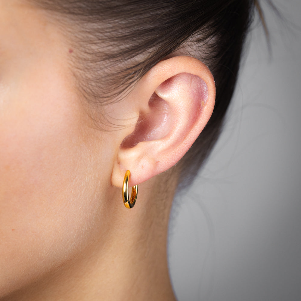 Gold Plated Sterling Silver Plain Huggie Earrings