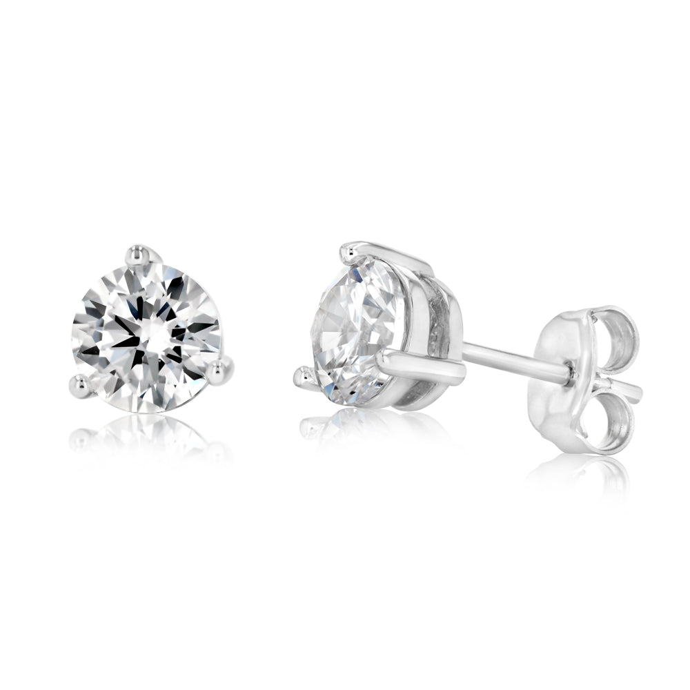 Sterling Silver CZ Stud Earrings