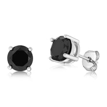 Load image into Gallery viewer, Sterling Silver CZ Black Stud Earrings