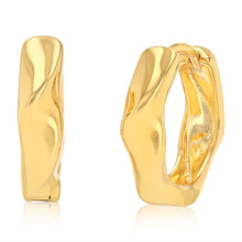 Load image into Gallery viewer, Gold Plated Sterling Silver Twisted Polished Huggie Earrings