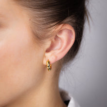 Load image into Gallery viewer, Gold Plated Sterling Silver Twisted Polished Huggie Earrings