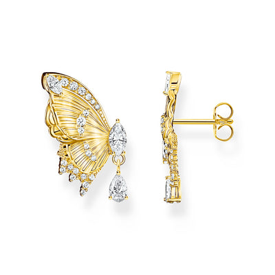 Thomas Sabo Blooming Skies Yellow Gold-Plated Butterfly CZ Earrings