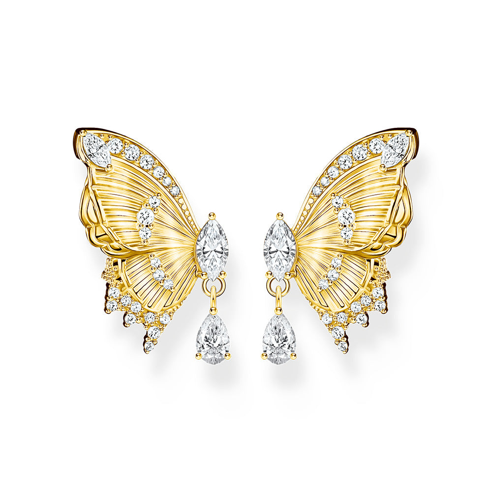 Thomas Sabo Blooming Skies Yellow Gold-Plated Butterfly CZ Earrings