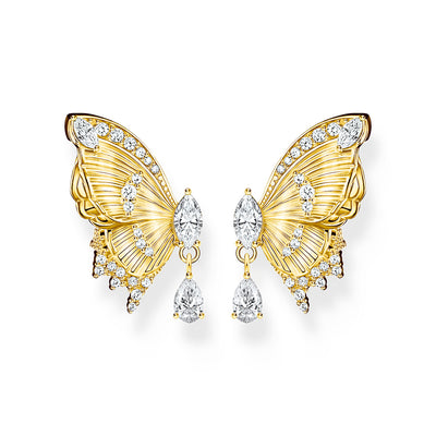 Thomas Sabo Blooming Skies Yellow Gold-Plated Butterfly CZ Earrings