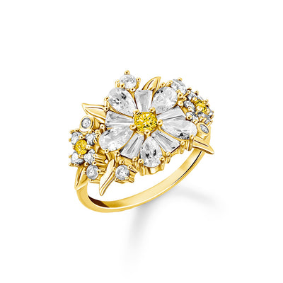 Thomas Sabo Blooming Yellow Gold-Plated Bouquet CZ Ring