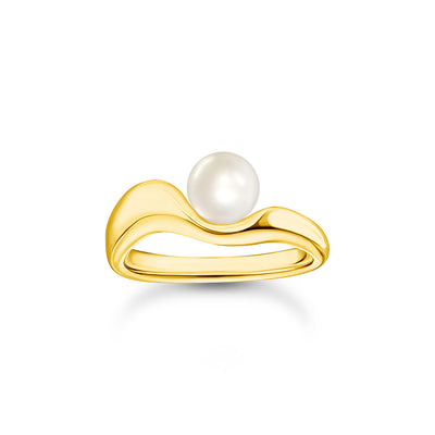 Thomas Sabo Fluid Organic Yellow Gold-Plated Fresh Water Pearl Ring