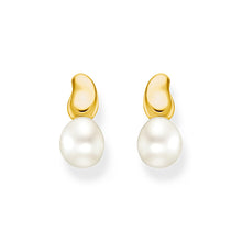 Load image into Gallery viewer, Thomas Sabo Fluid Yellow Gold Plated Organic Drop Fresh Water Pearl Earrings