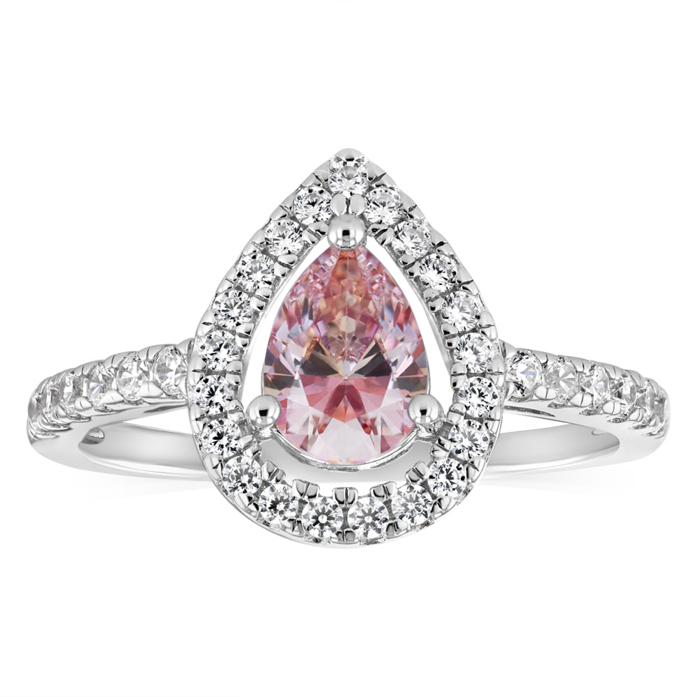 Sterling Silver Zirconia Pear Ring
