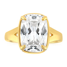 Load image into Gallery viewer, Sterling Silver Yellow Gold Plated Elongated Cushion CZ Ring