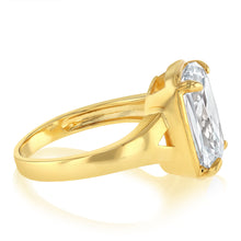 Load image into Gallery viewer, Sterling Silver Yellow Gold Plated Elongated Cushion CZ Ring