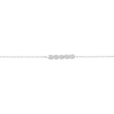 Sterling Silver CZ Beaded Bar Bracelet