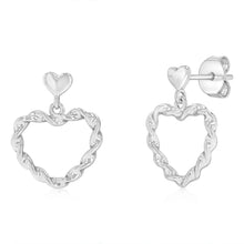 Load image into Gallery viewer, Sterling Silver Twisted Heart Stud Earrings
