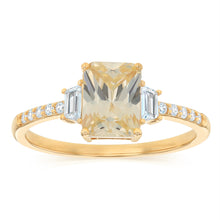 Load image into Gallery viewer, Sterling Silver Gold Plated Yellow and White CZ Ring