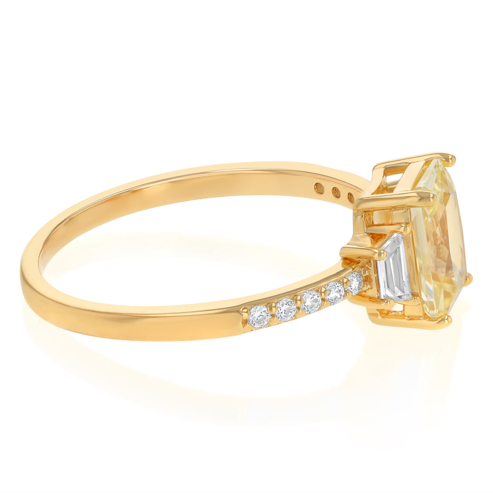 Sterling Silver Gold Plated Yellow and White CZ Ring