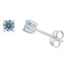 Load image into Gallery viewer, Sterling Silver Blue CZ Stud Earrings