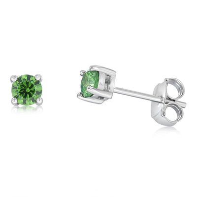 Sterling Silver Green CZ Stud Earrings
