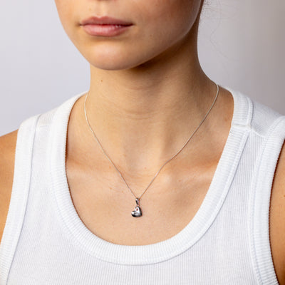 Sterling Silver Polished Heart Pendant with Rose Gold Accent