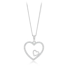 Load image into Gallery viewer, Sterling Silver CZ Double Heart Pendant