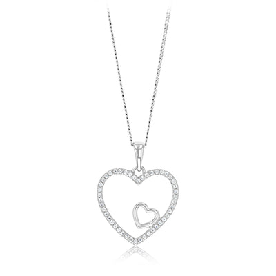 Sterling Silver CZ Double Heart Pendant