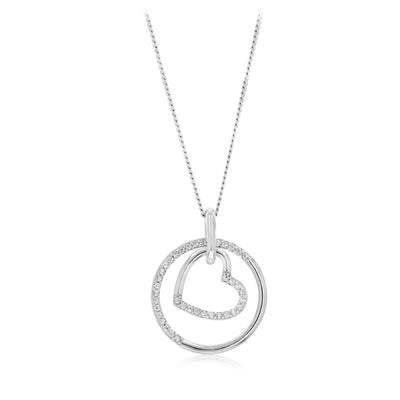 Sterling Silver CZ Round and Heart Pendant