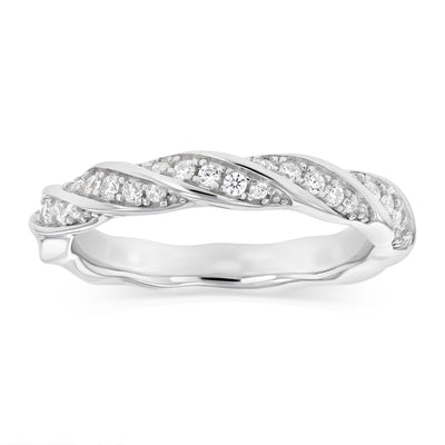 Sterling Silver CZ Twisted Ring