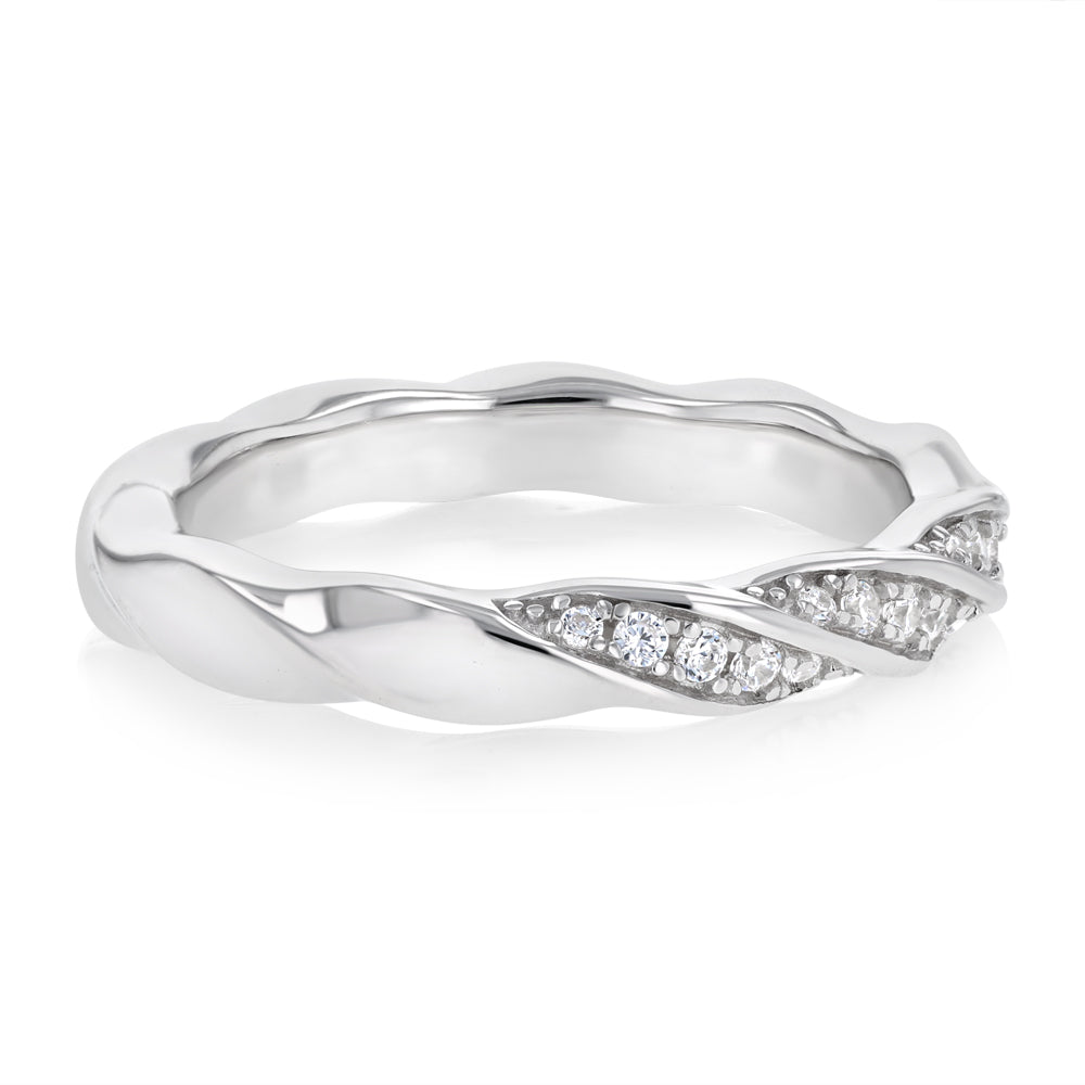 Sterling Silver CZ Twisted Ring