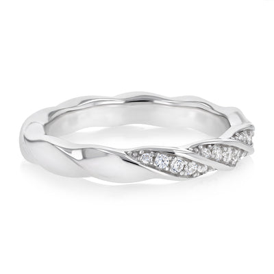 Sterling Silver CZ Twisted Ring