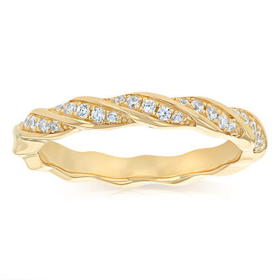 Sterling Silver Gold Plated CZ Twisted Ring