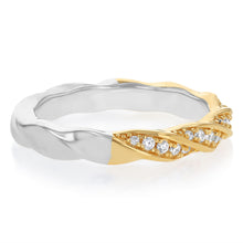 Load image into Gallery viewer, Sterling Silver and Gold Plated Two Tone CZ Twisted Ring