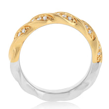 Load image into Gallery viewer, Sterling Silver and Gold Plated Two Tone CZ Twisted Ring
