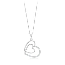 Load image into Gallery viewer, Sterling Silver CZ Double Heart Pendant