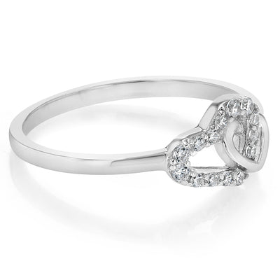 Sterling Silver CZ Double Heart Ring