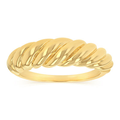 Sterling Silver Gold Plated Croissant Dome Ring