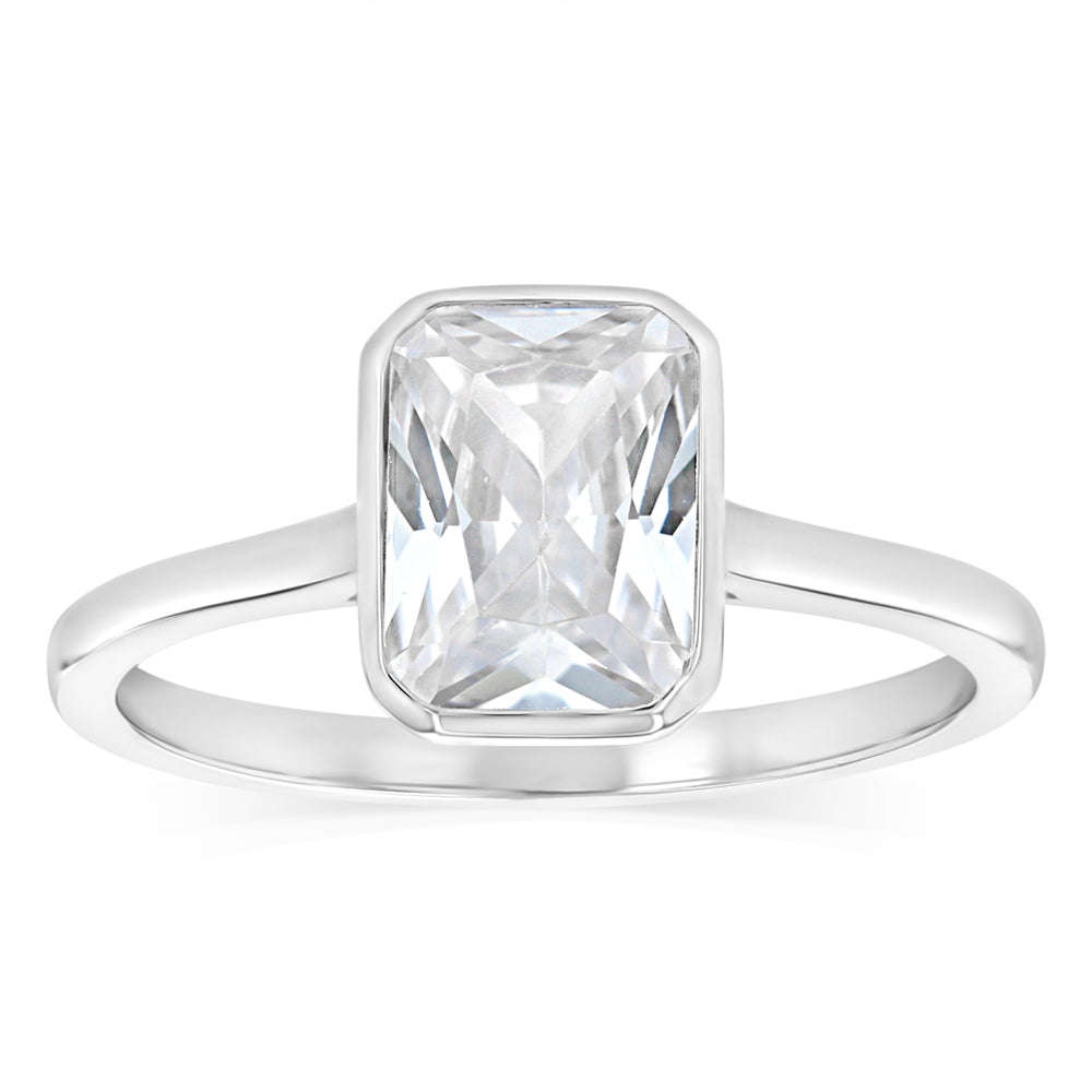 Sterling Silver CZ Cushion Cut Ring