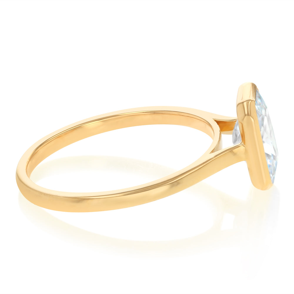 Sterling Silver Gold Plated CZ Cushion Cut Ring
