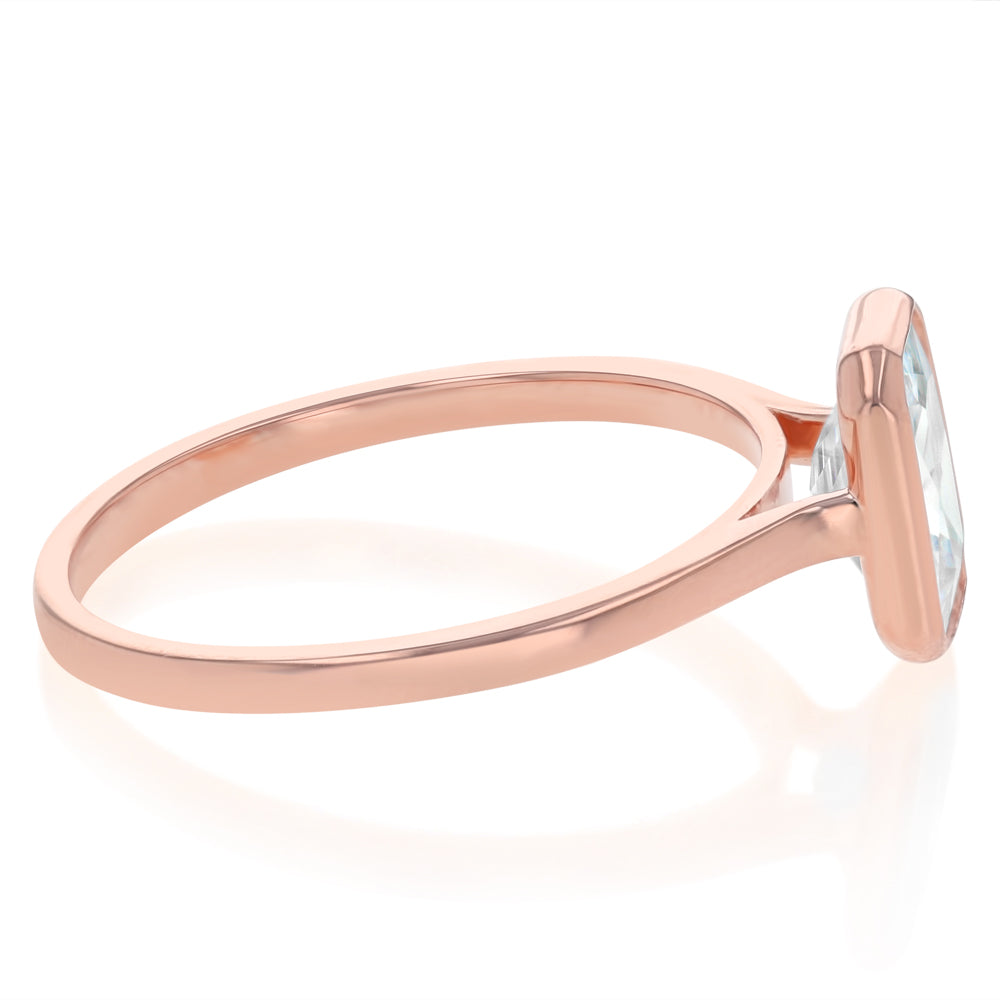 Sterling Silver Rose Gold Plated CZ Cushion Cut Ring