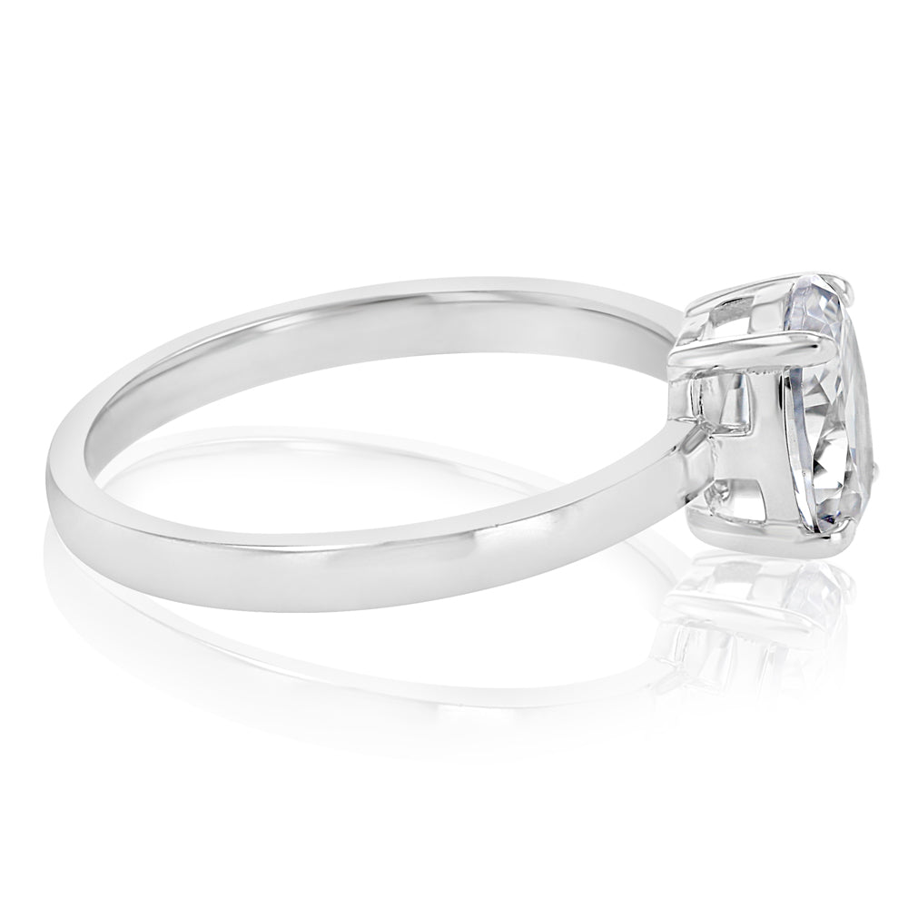 Sterling Silver Cubic Zirconia Oval Ring