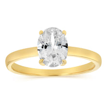 Load image into Gallery viewer, Sterling Silver Gold Plated Cubic Zirconia Oval Ring